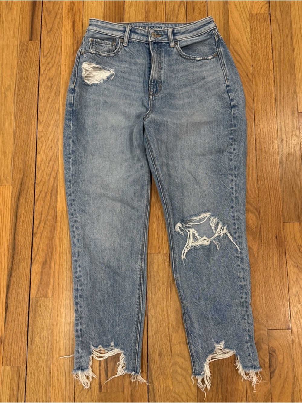 High-Rise Light Blue Distressed Women's Jeans